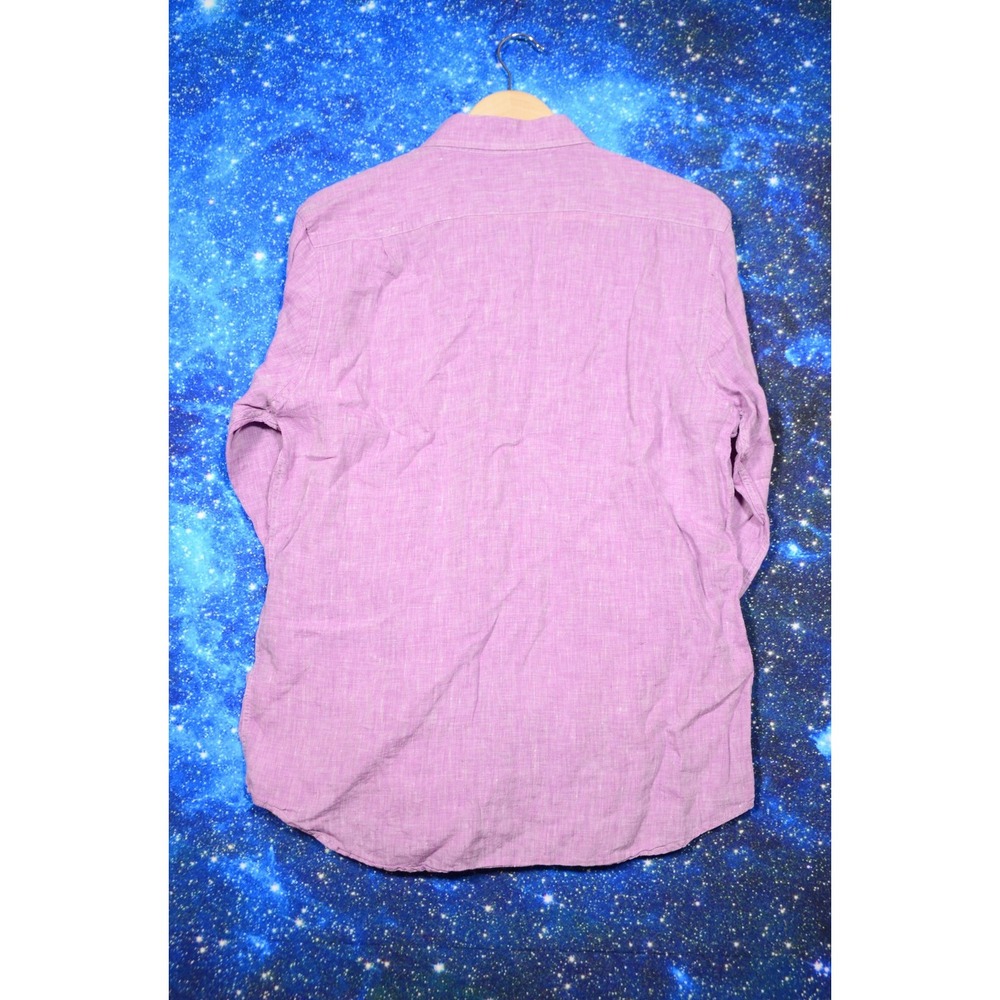 UNTUCKit Shirt Mens Large Purple Linen Slim Fit‎ Long Sleeve Button Down Casual - Picture 4 of 8